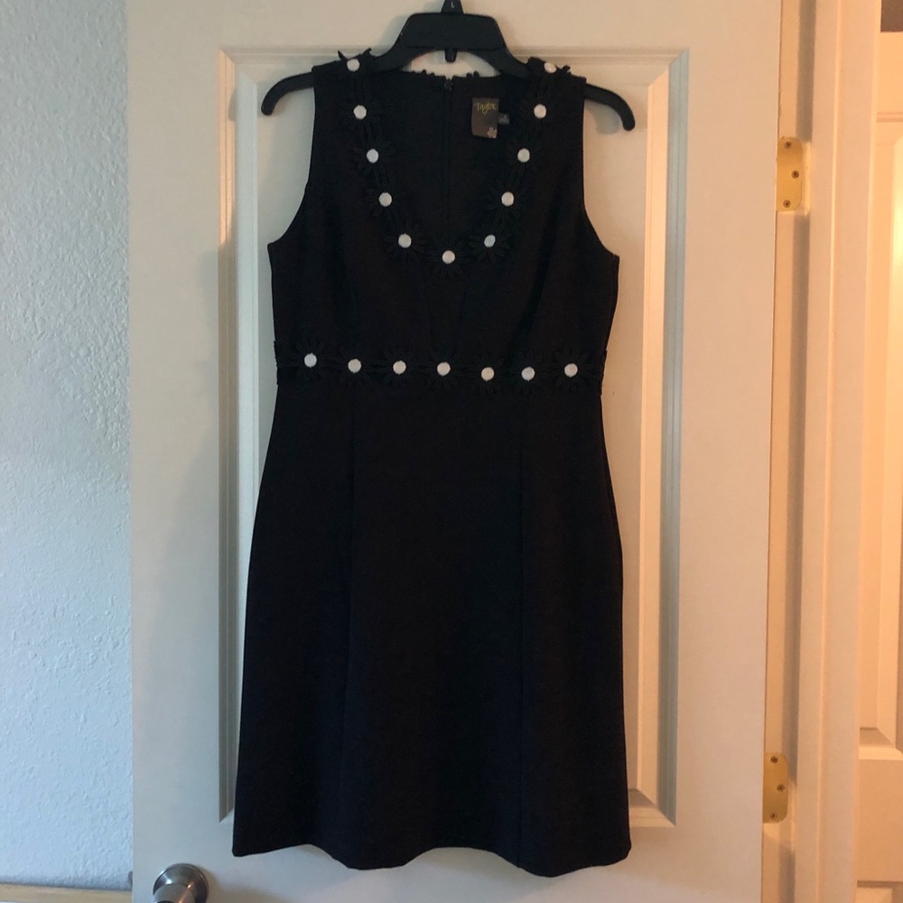 Taylor Daisy-Trim Crepe Dress